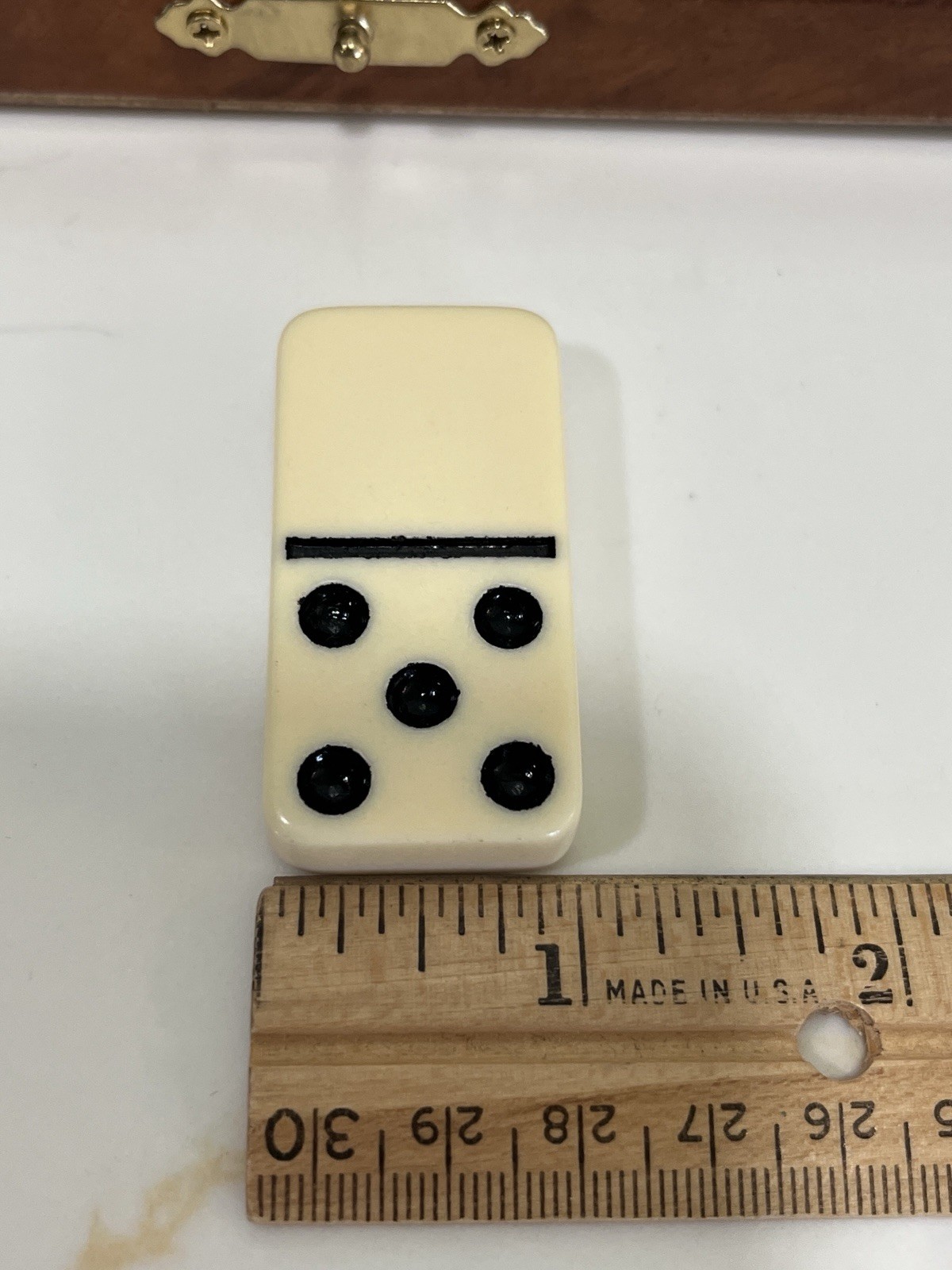 Vintage Double Dix Dominoes-28 Ivory Tiles in Original Wooden Hinged Box