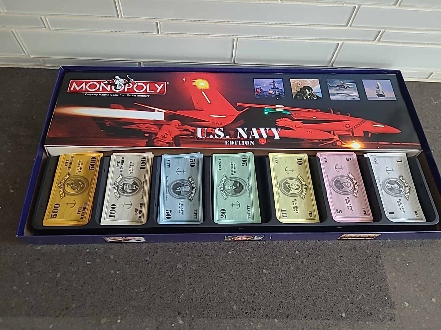 Monopoly United States Navy Edition Board Game 6 Pewter Tokens Complete