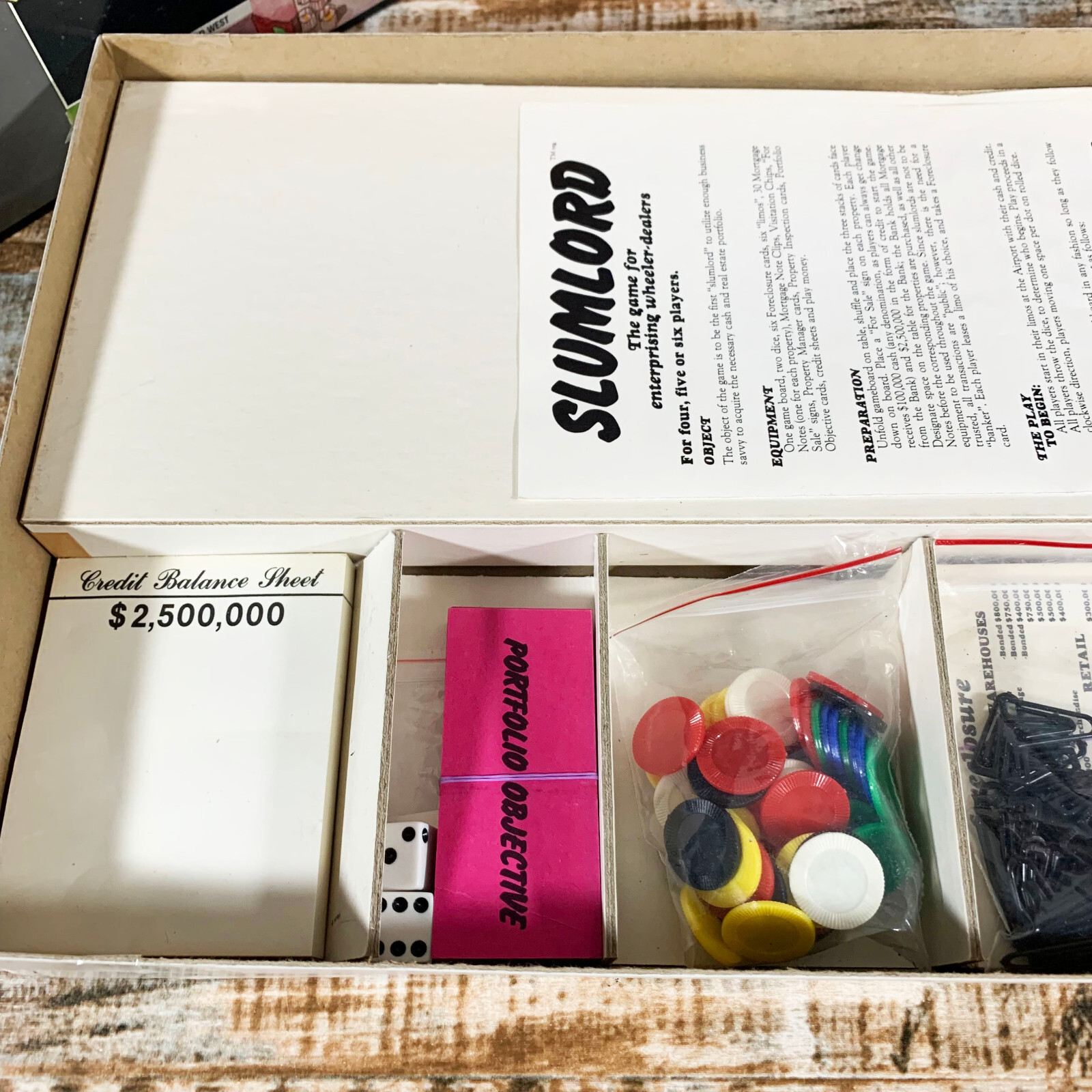 Vintage 1986 SLUMLORD Board Game – 4-6 Players Real Estate