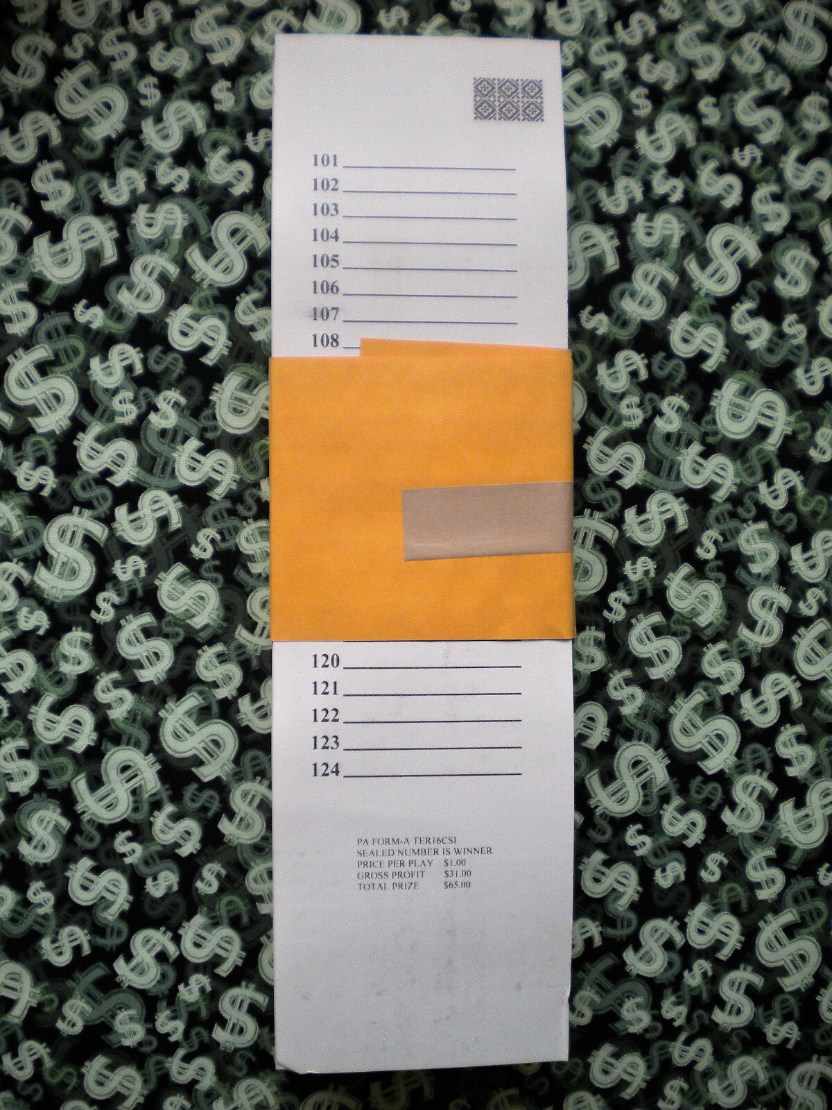 ( 4 LOT ) ~ 96 TER-16 REGULAR “NOT Sure” TIP BOARD {101-124} Pull Tab Jar Ticket