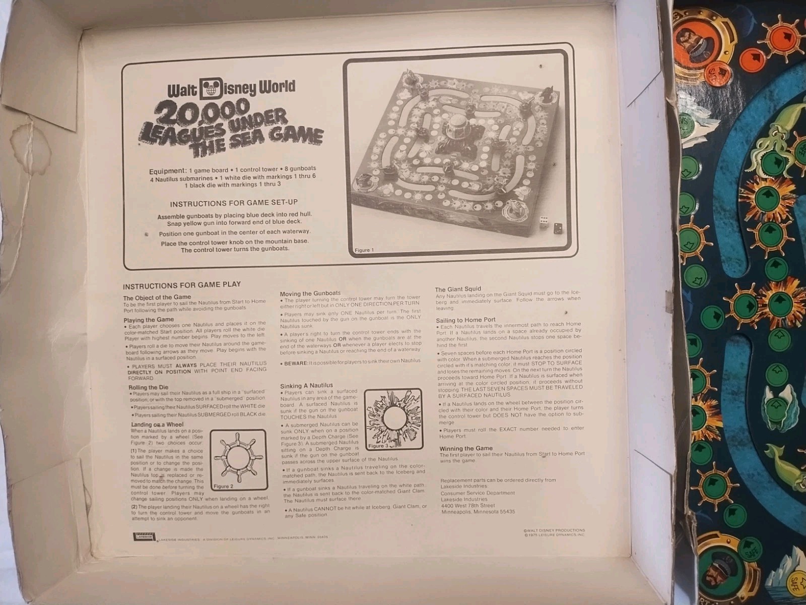 1975 Lakeside Walt Disney 20,000 Leagues Under The Sea Board Game NEAR COMPLETE