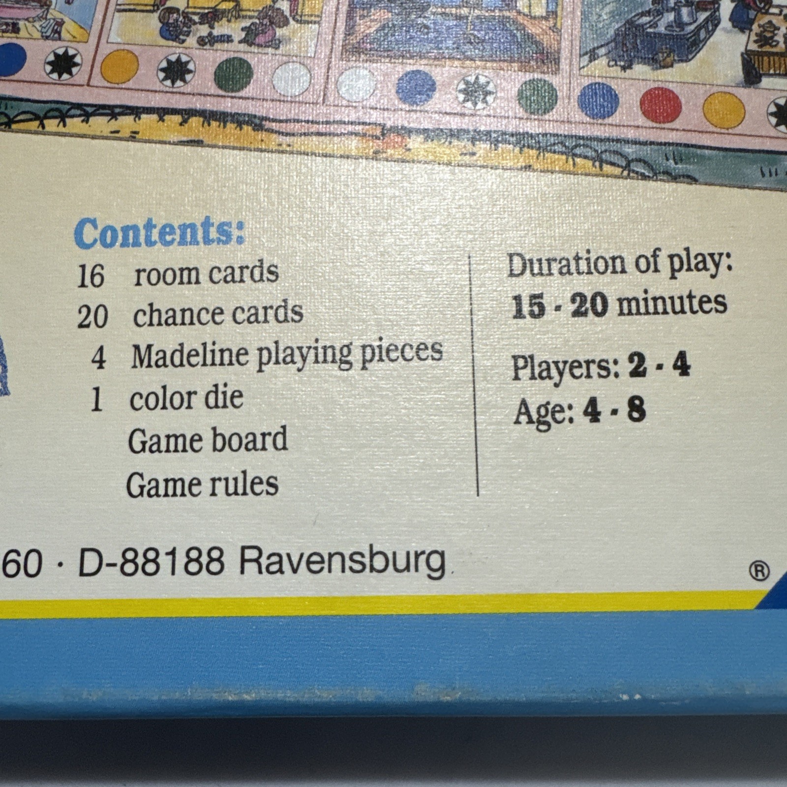 Madeline’s House Board Game by Ravensburger 1995, 2-4 Players, Ages 4-8 Complete