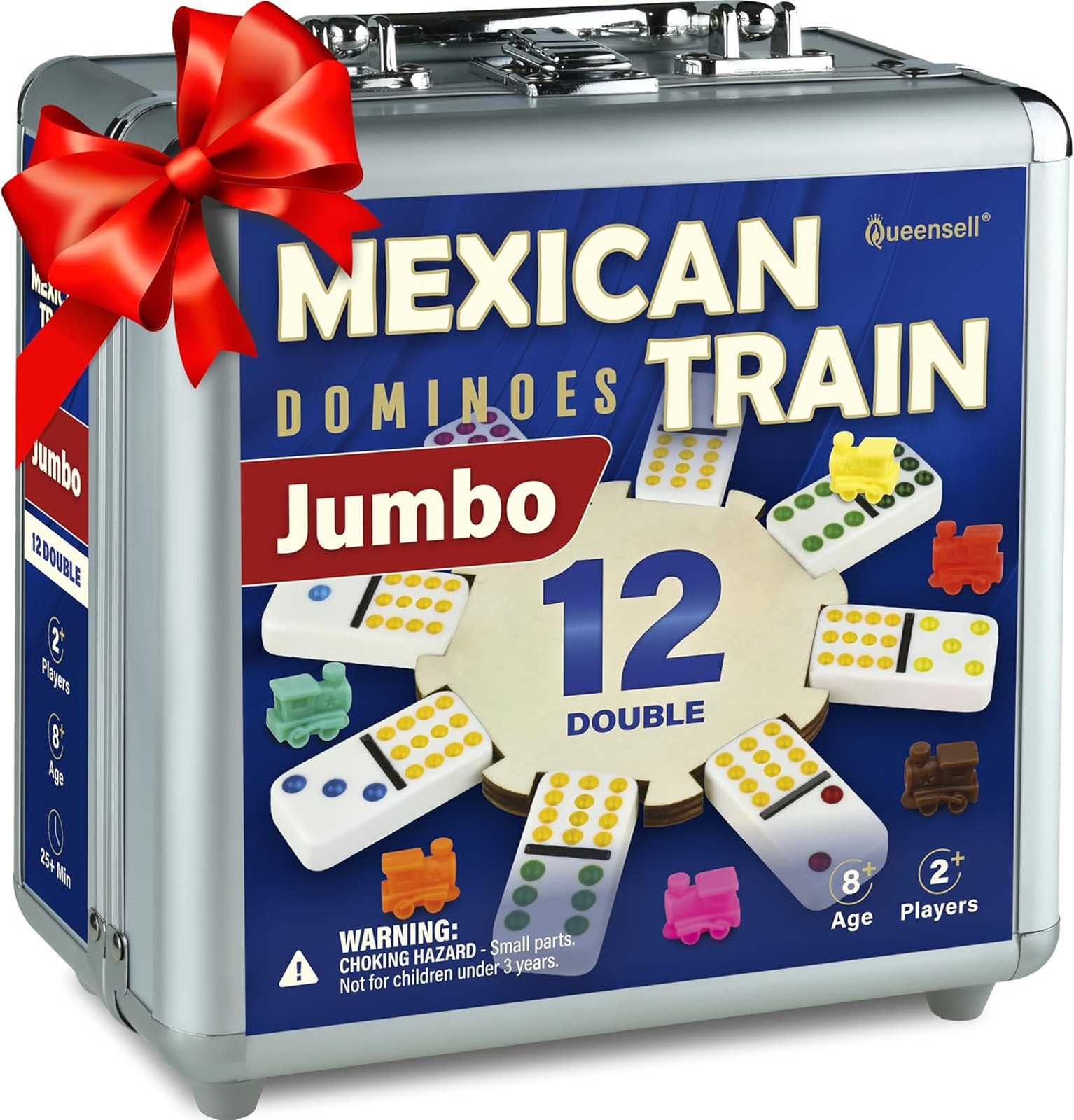 Mexican Train Dominoes Set with Jumbo Tiles – Double 12 Dominoes Set for Adults