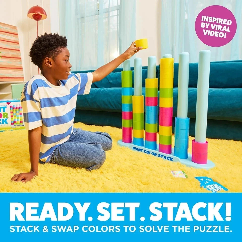 Giant Color Stack Challenge by Relatable – Strategy Stacking Game with 50 Puzzle