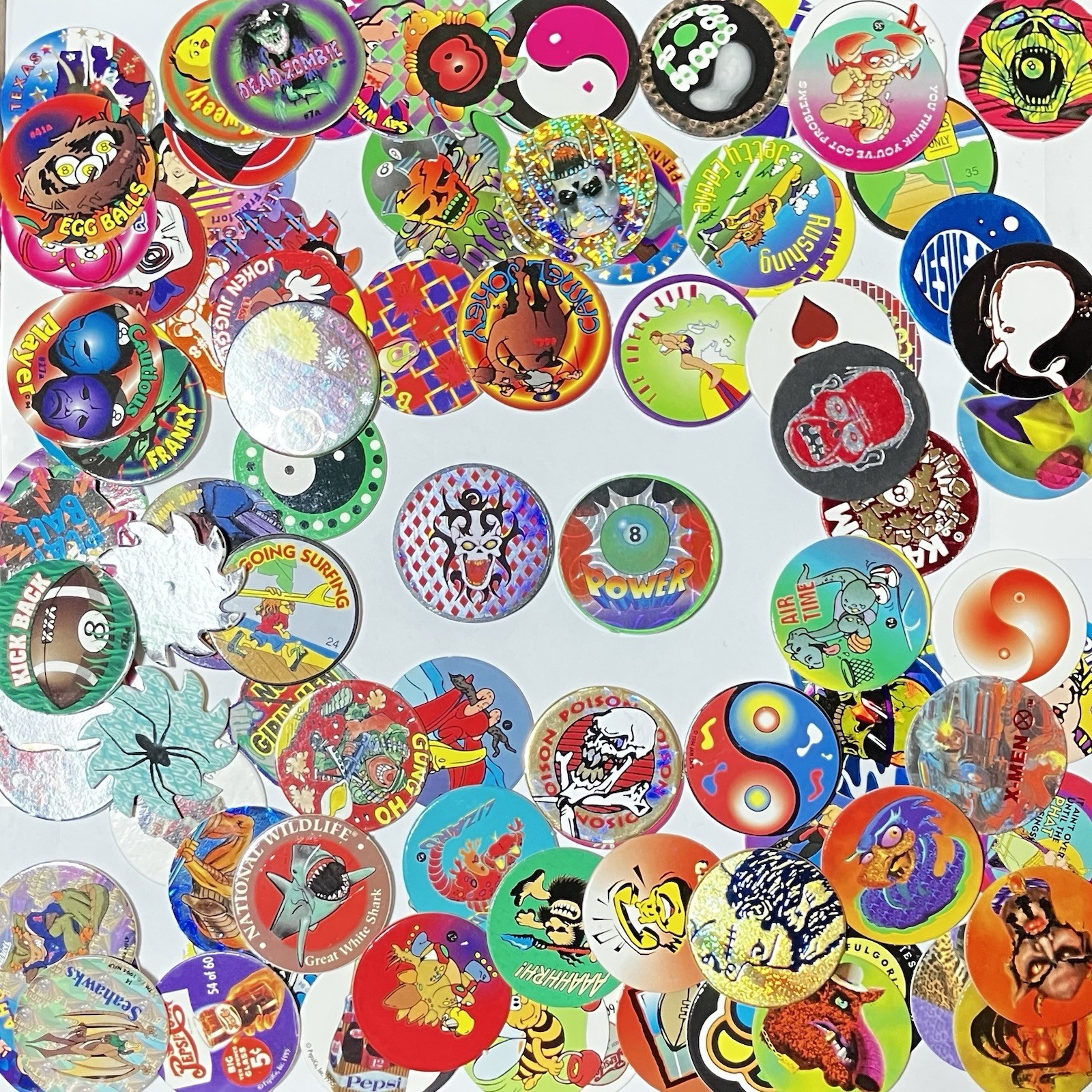 Lot of 100 Pogs / Milk Caps + 2 Slammers! 1990s Retro Nostalgia! Mix Unbranded