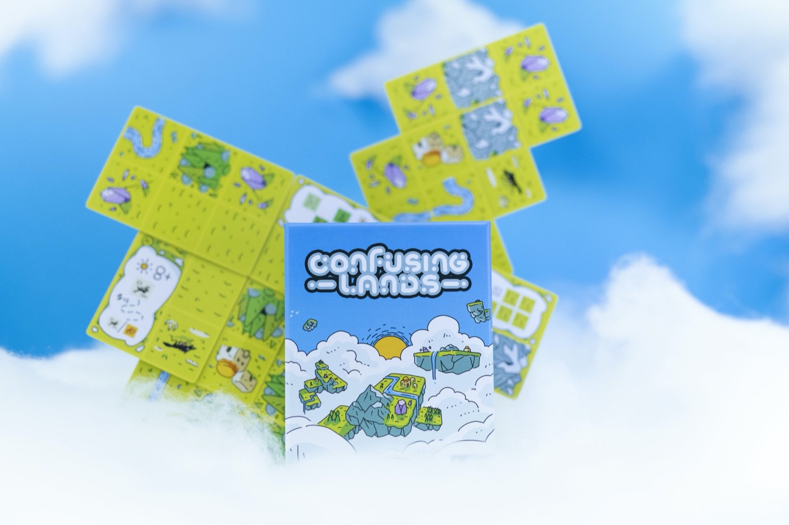 Confusing Lands & 6 Cards Board Game Circus Family Game Tile Game Solo Game