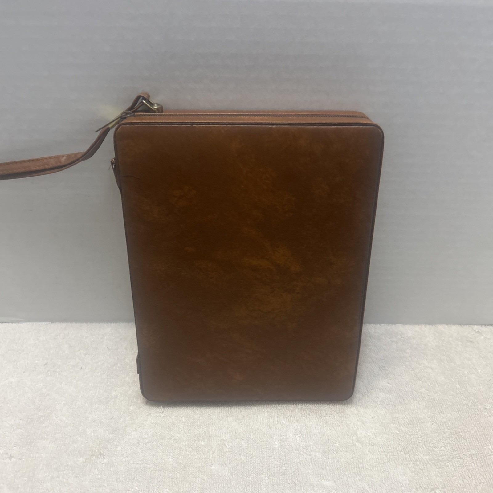 Travel Backgammon Set in Zip Around Brown Faux Leather Case 9″ x 7″ NEW