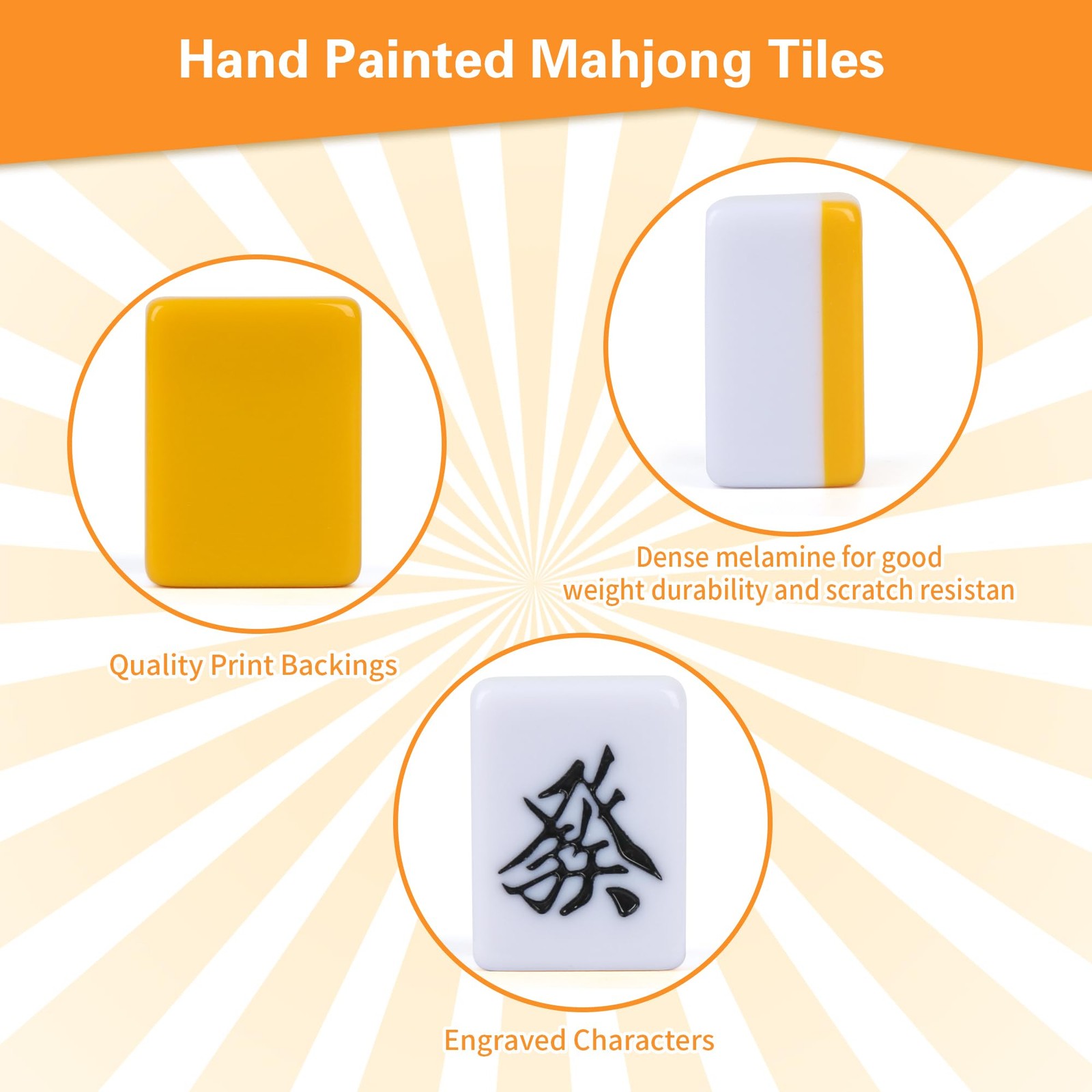 Japanese Riichi Mahjong Set, 144 White and Yellow Tiles – with Black Box, Eas…