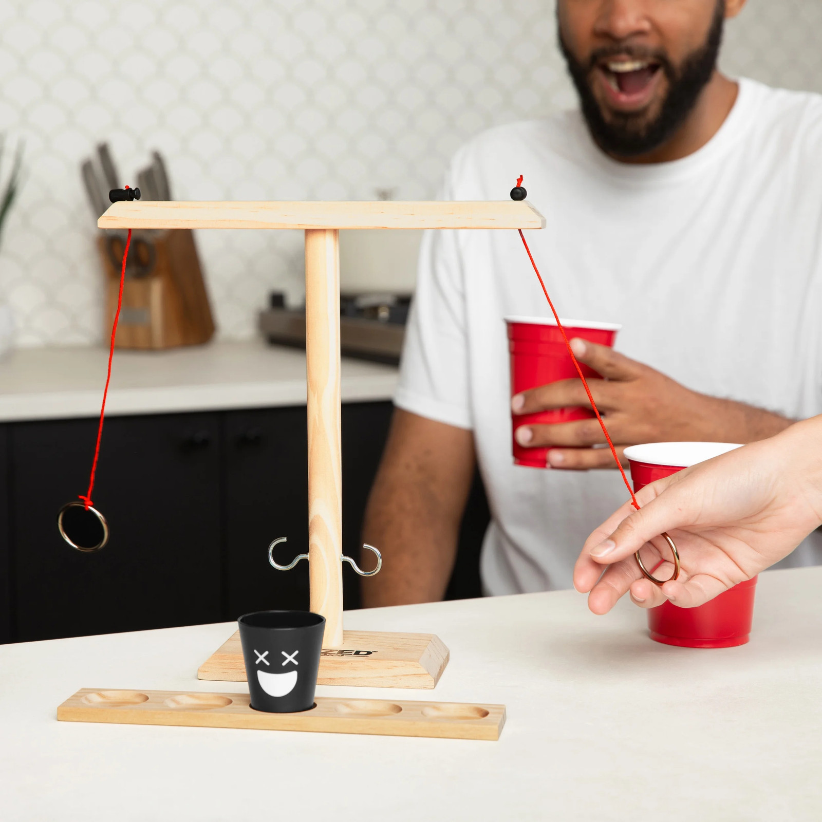 Hook and Ring Toss Bar Adult Drinking Game Shot Glass Indoor Outdoor Party