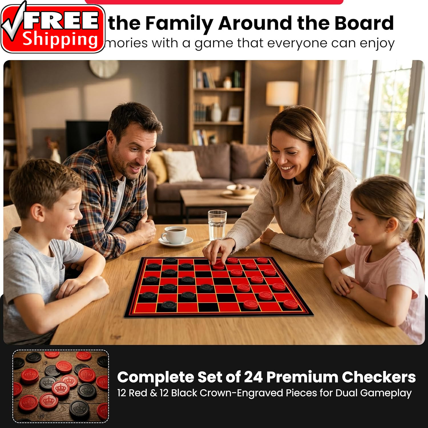 – Multiplayers Strategy Checker Board Game for Kids & Adults – Portable Educatio