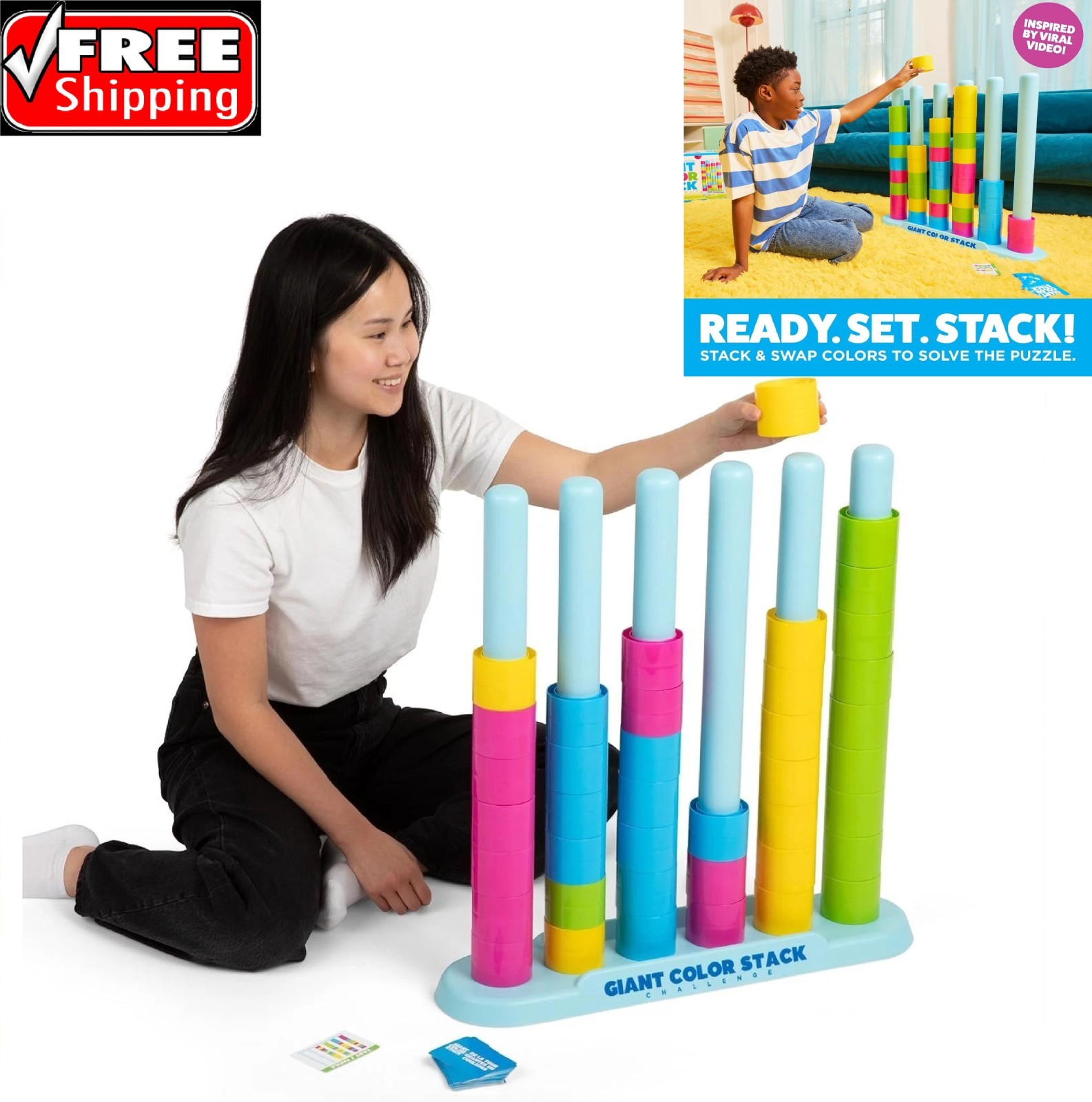 Giant Color Stack Challenge by Relatable – Strategy Stacking Game with 50 Puzzle