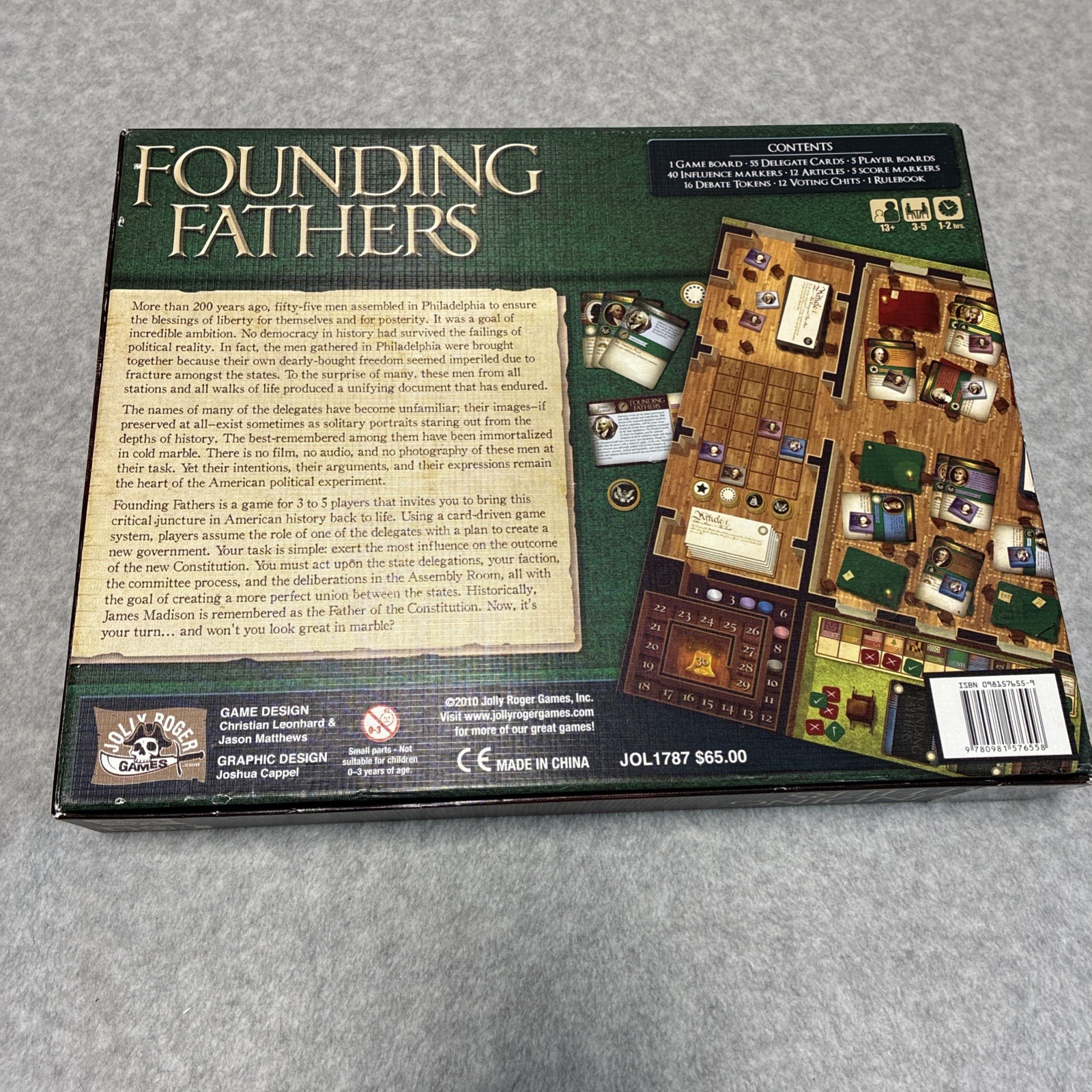 2010 Founding Fathers Statesmanship Board Game Jolly Roger’s Games Complete