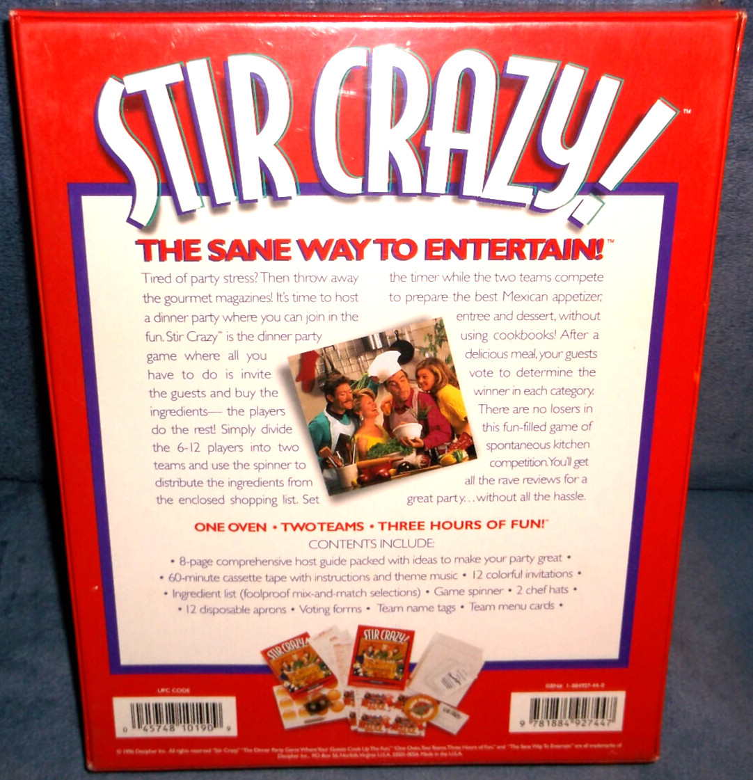 STIR CRAZY – THE SANE WAY TO ENTERTAIN – DINNER PARTY MEXICAN COOKING GAME – NEW