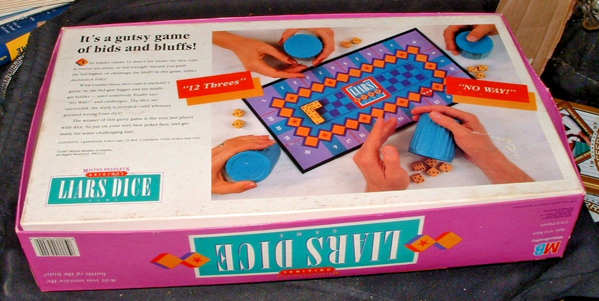Vintage Milton Bradley Original Liar’s Dice Board 1987 Game – Complete Set