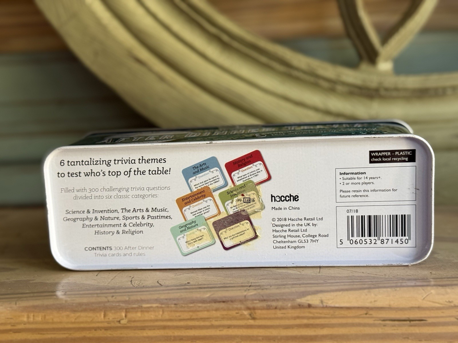 After Dinner Trivia Game in Tin – 300 Cards Hacce / Made in UK