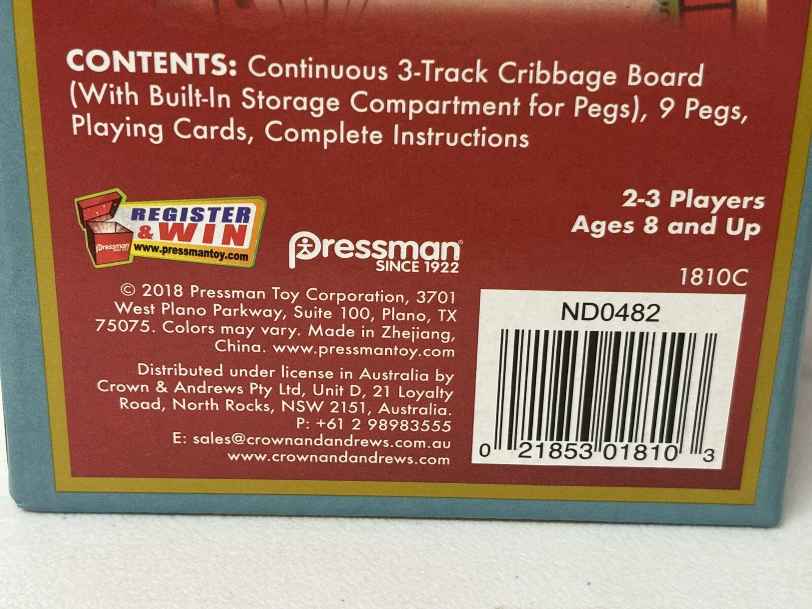 Solid Wood Cribbage – 3 Track Board, Pegs, Cards, and Complete Instructions NEW!