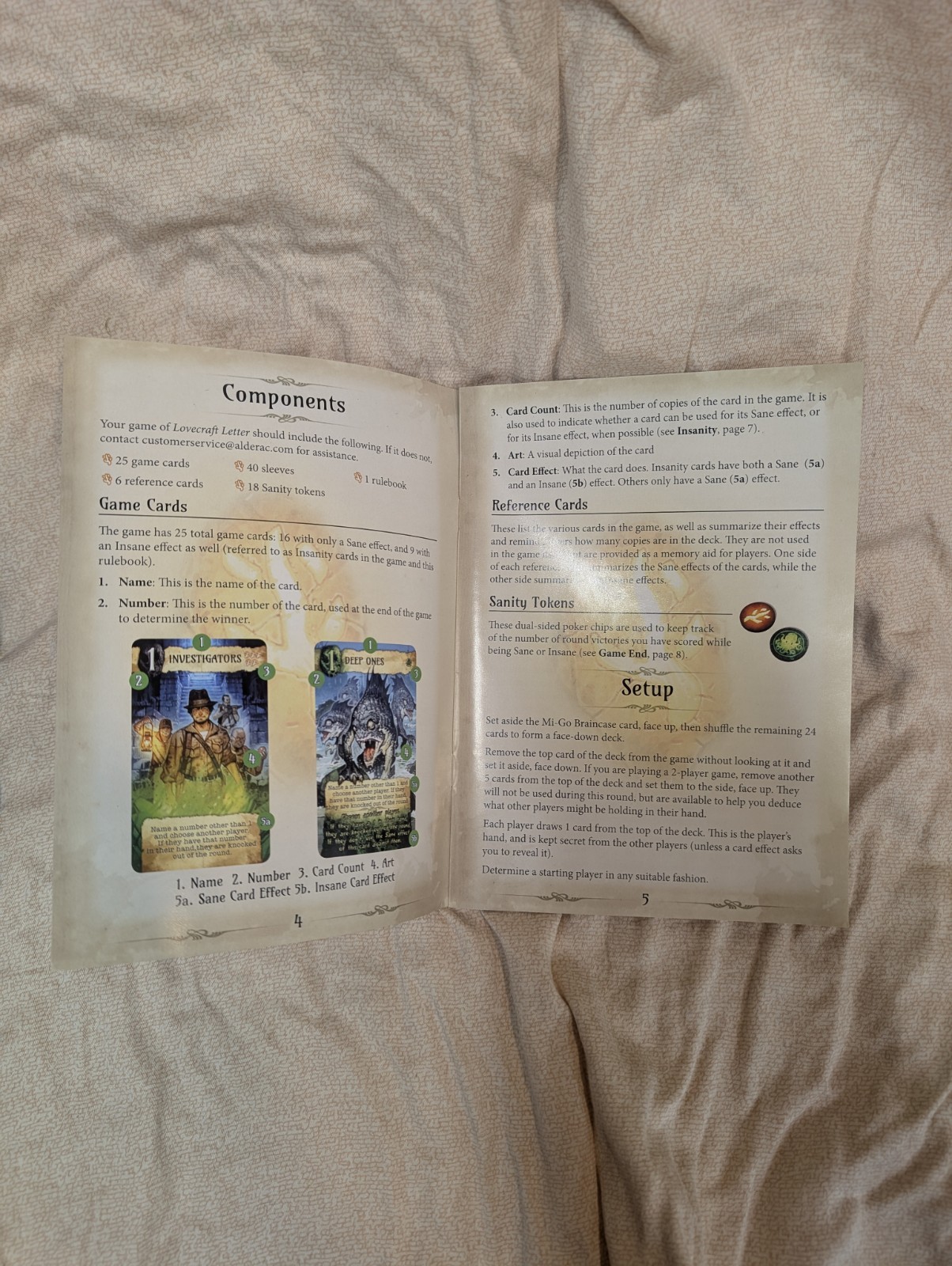 Lovecraft Letter Card Game Complete Cards and Tokens AEG Seiji Kanai
