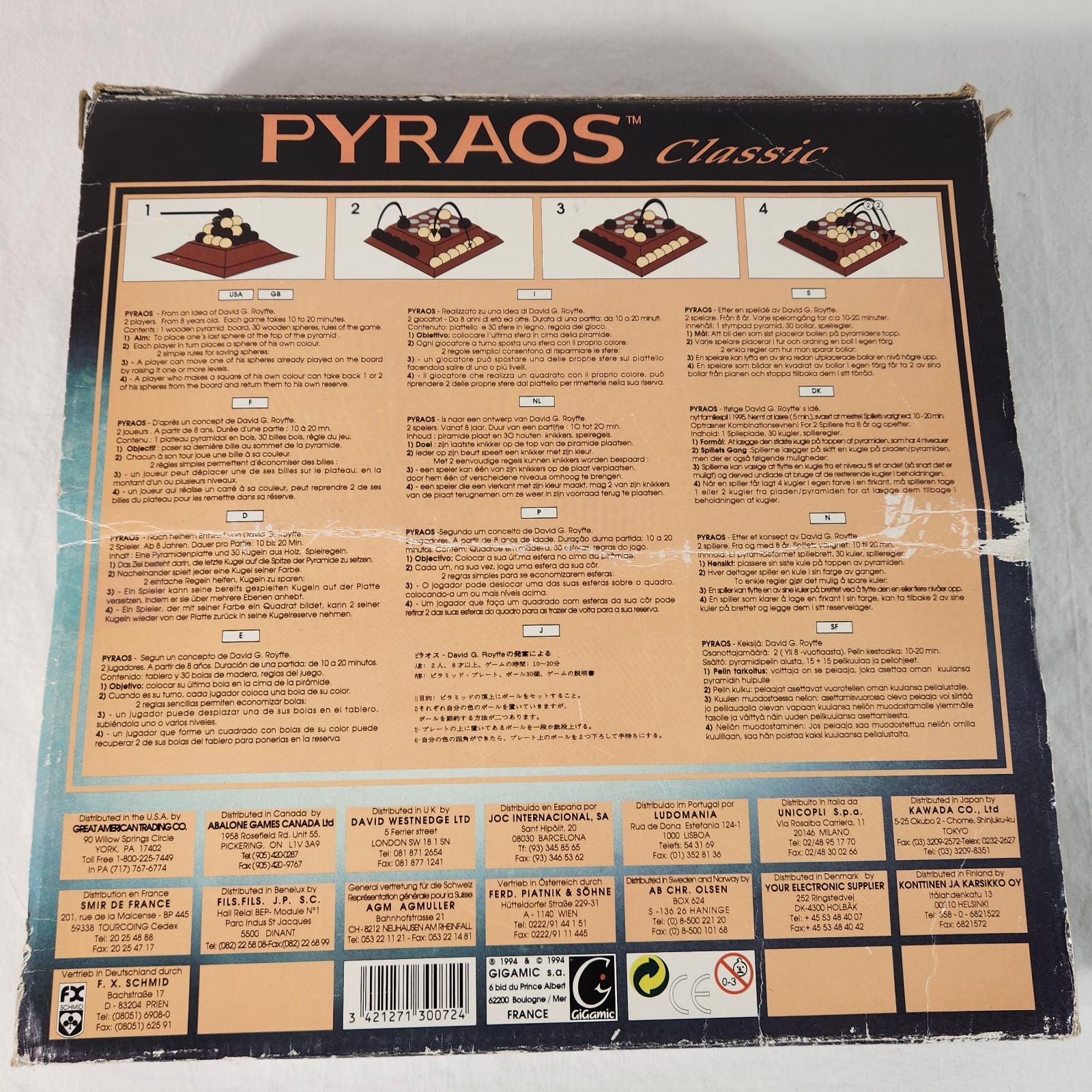 Pyraos Classic Board Game 100% Complete Award Winning EUC Fast Ship