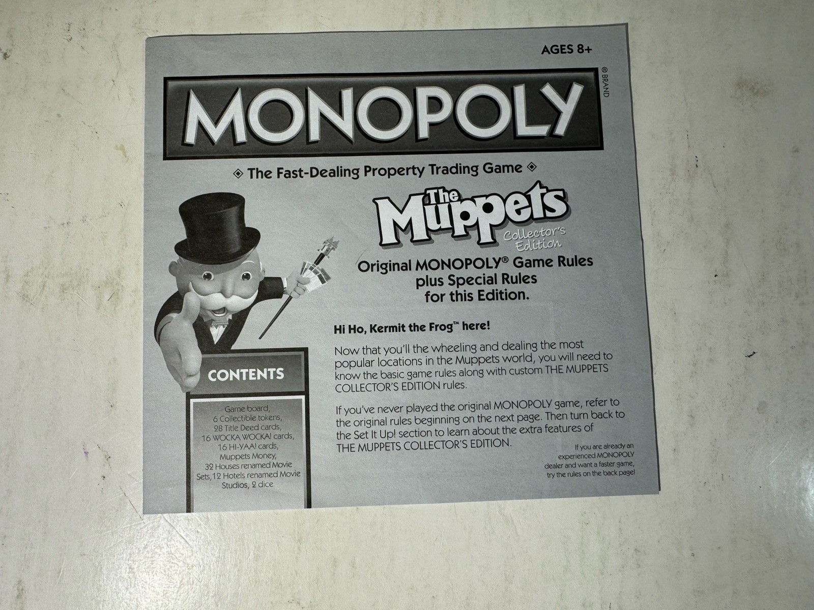 Monopoly The Muppets Collector’s Edition Board Game 2010 Incomplete 4 Tokens