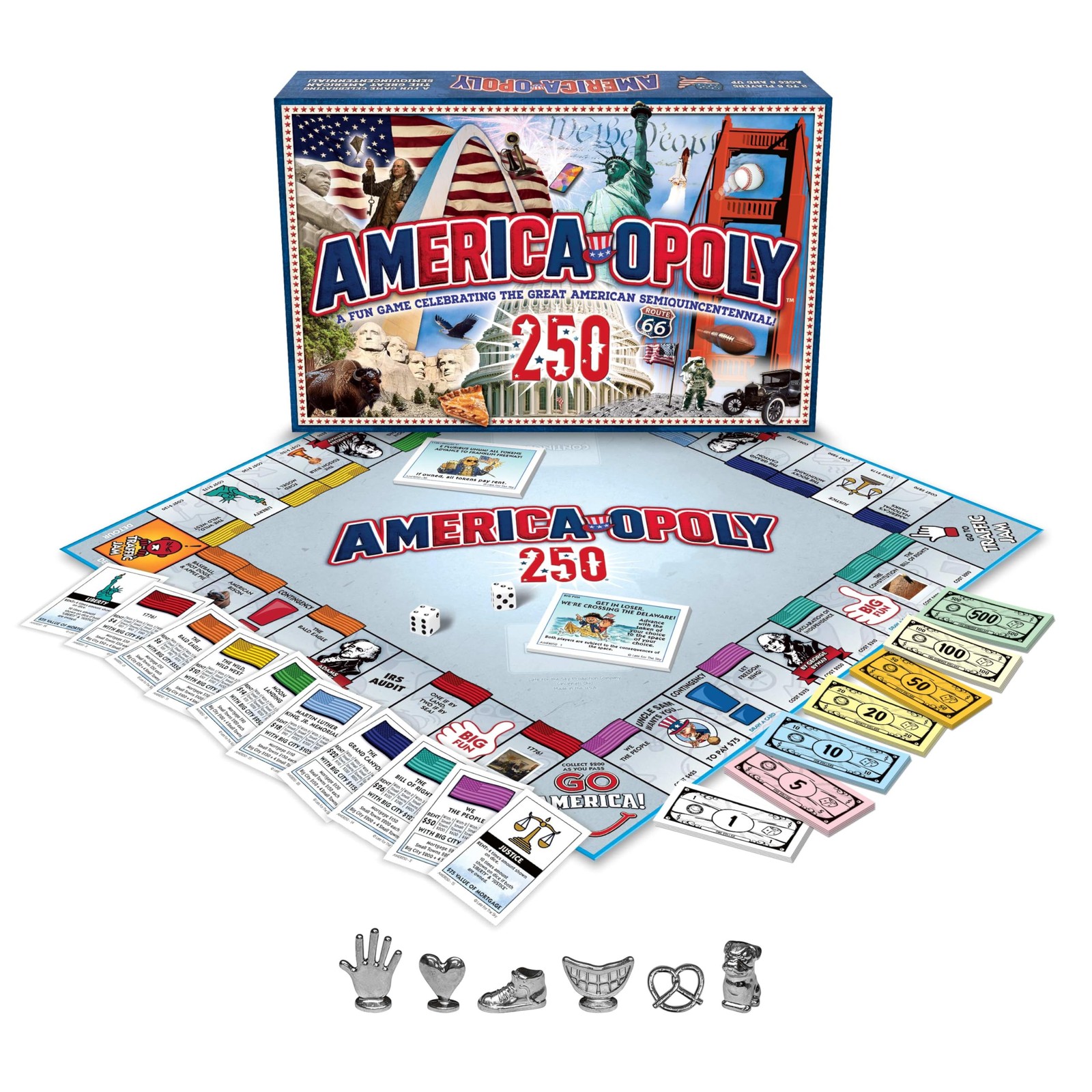America-Opoly 250th Board Game for Families, 2–6 Players, Ages 8+, Celebratin…