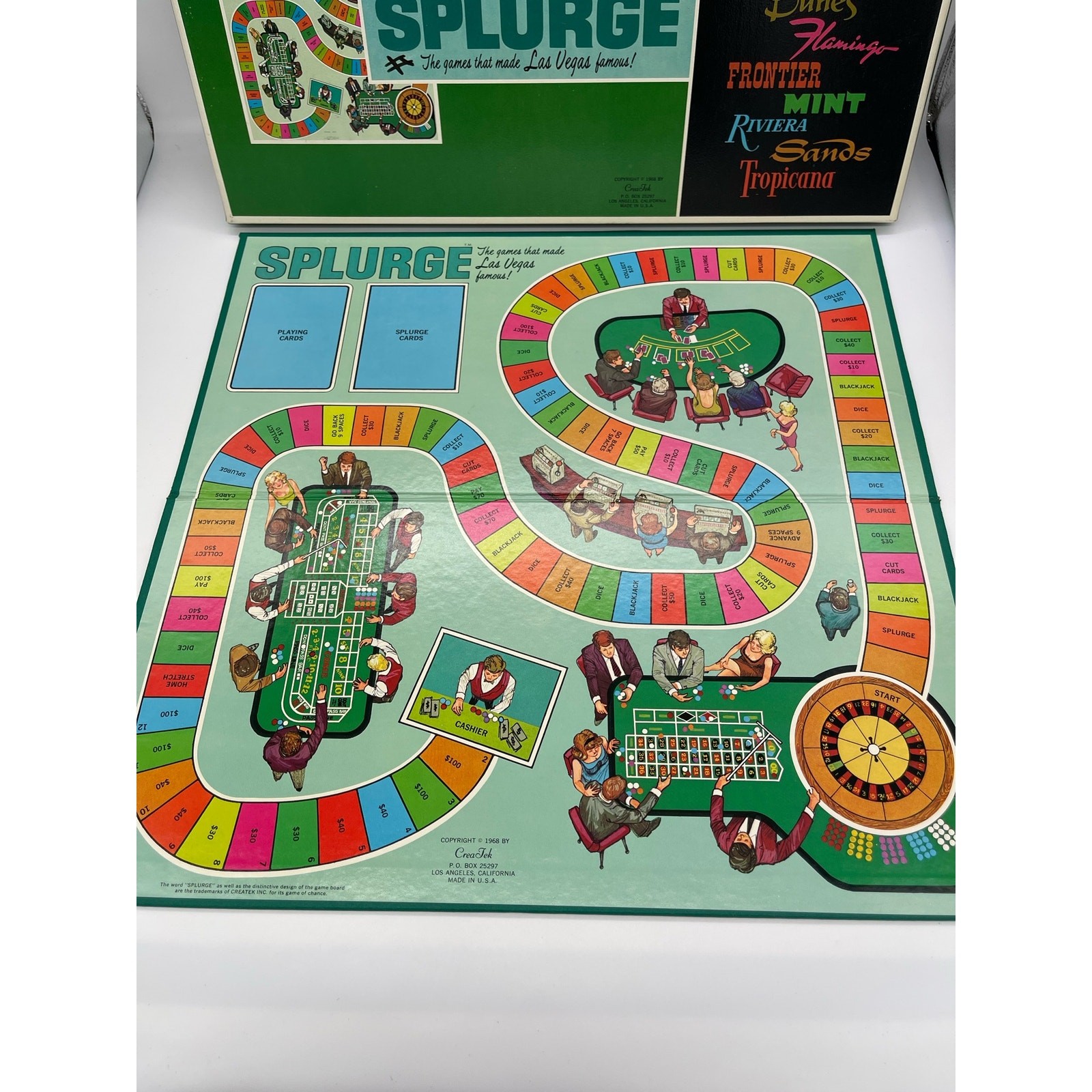 NOS Las Vegas Nevada Vintage Splurge Casino Board Game 1968 Crea Tek Casinos