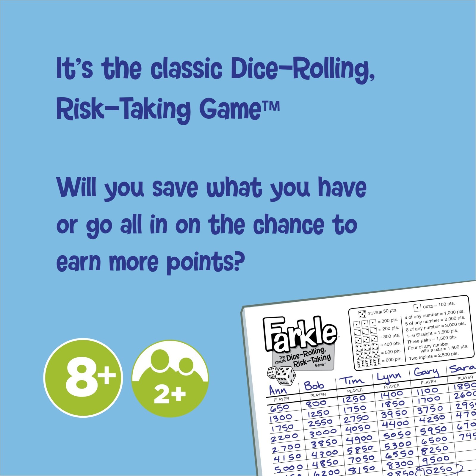 Classic Farkle Dice Game – Fun Family & Travel Game, Includes Dice Cup & Score S