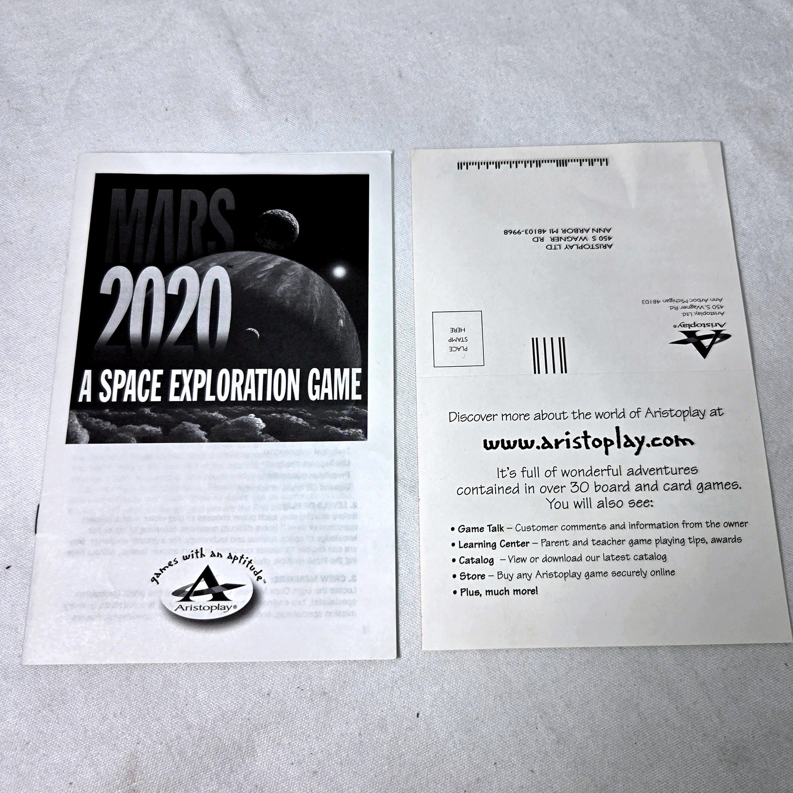 Aristoplay Mars 2020 Space Exploration Board Game VTG 1998 Science NASA STEM New