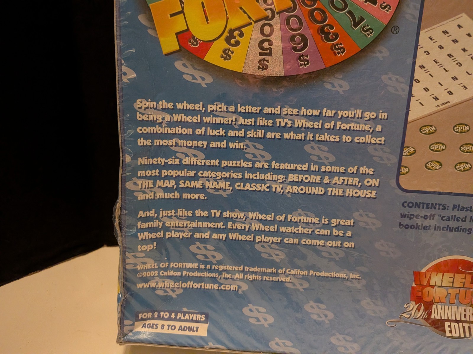 New/Sealed “Wheel of Fortune 20th Anniversary Board Game Pressman 2002 (USA)