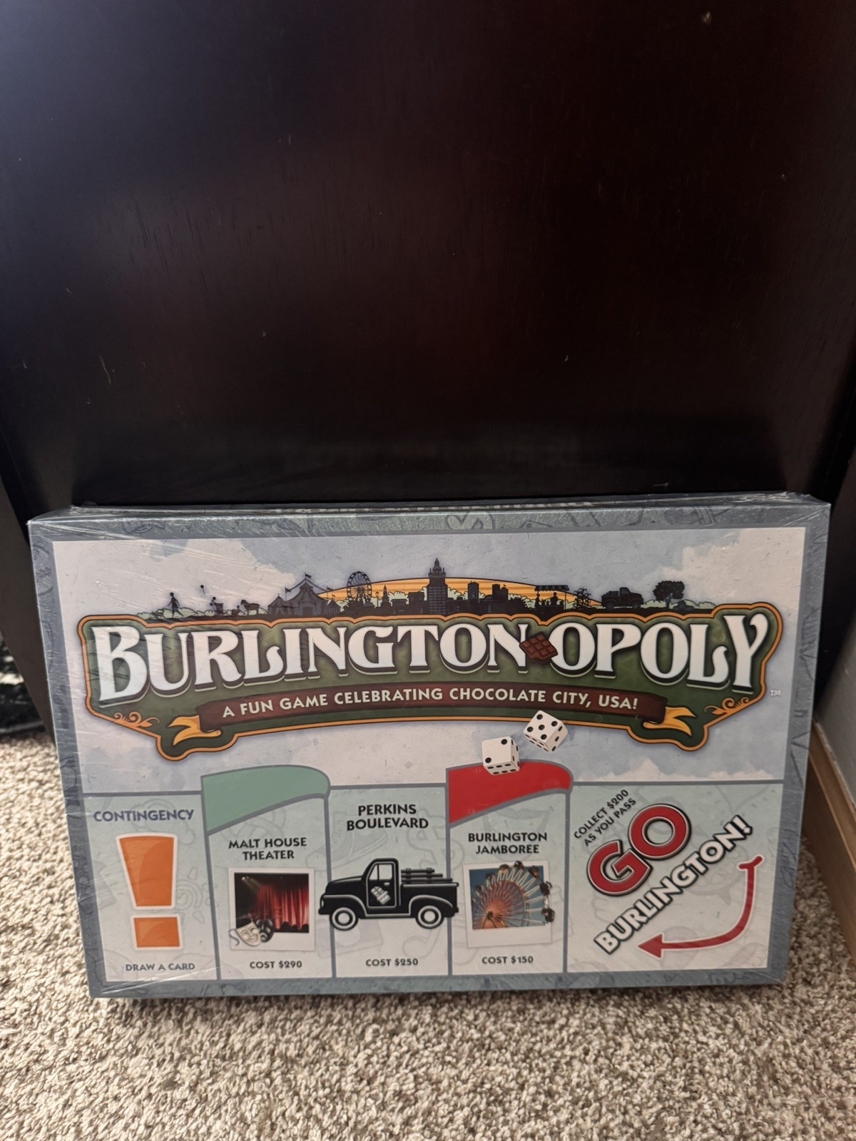 SEALED Burlington-opoly Burlington NC USA New Family Game Geography Monopoly