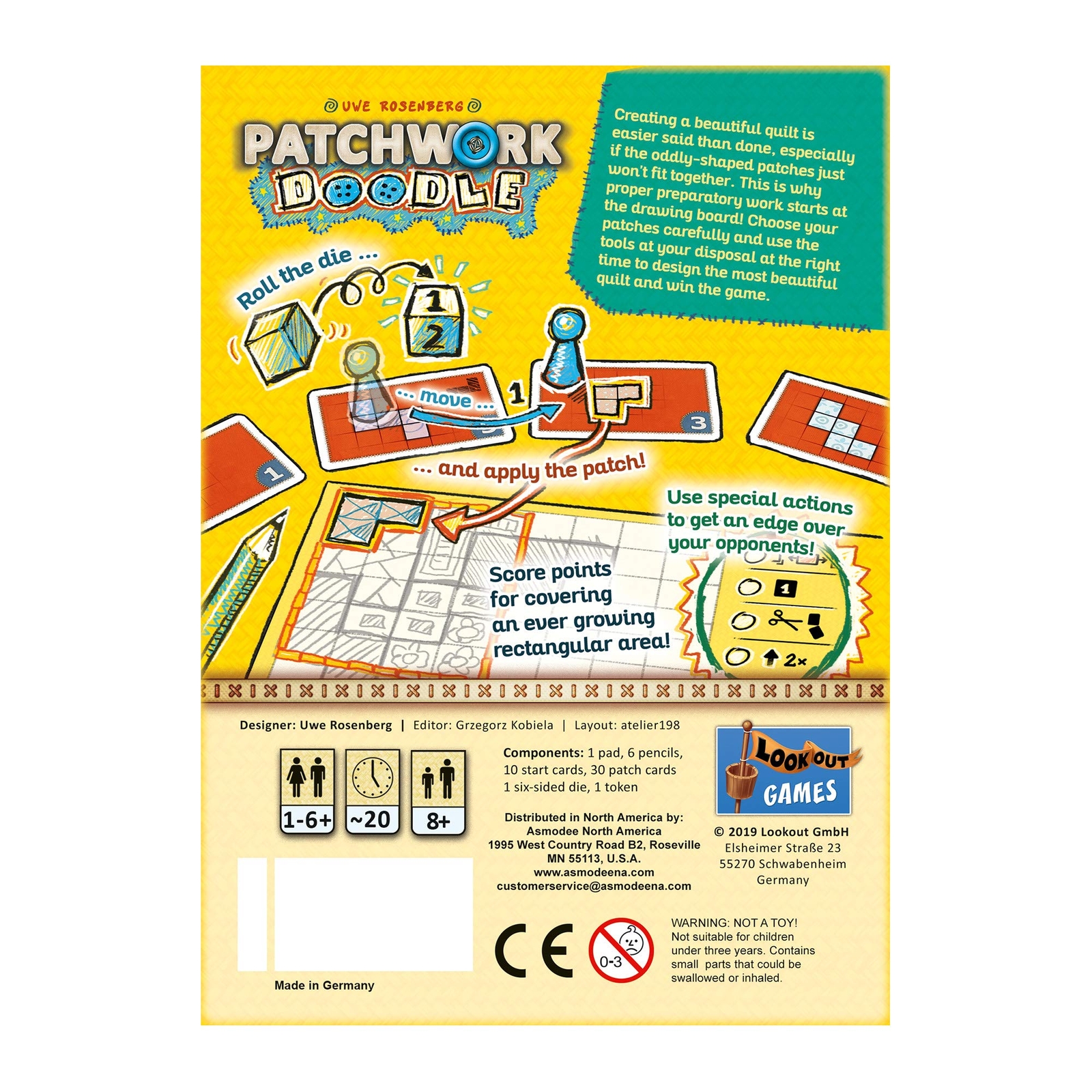 Patchwork Doodle Family Board Game By Lookout Games