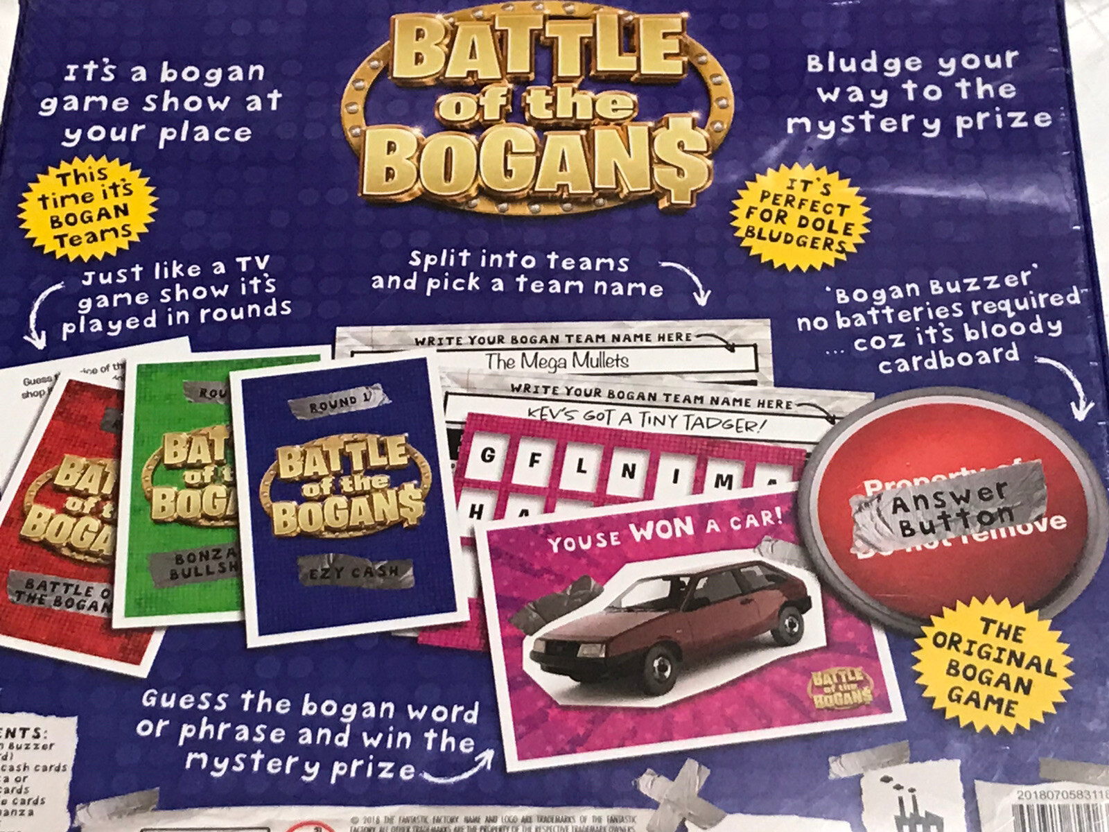 Battle Of The Bogans Team Party Game 2018 Fantastic Factory Australia RARE NEW