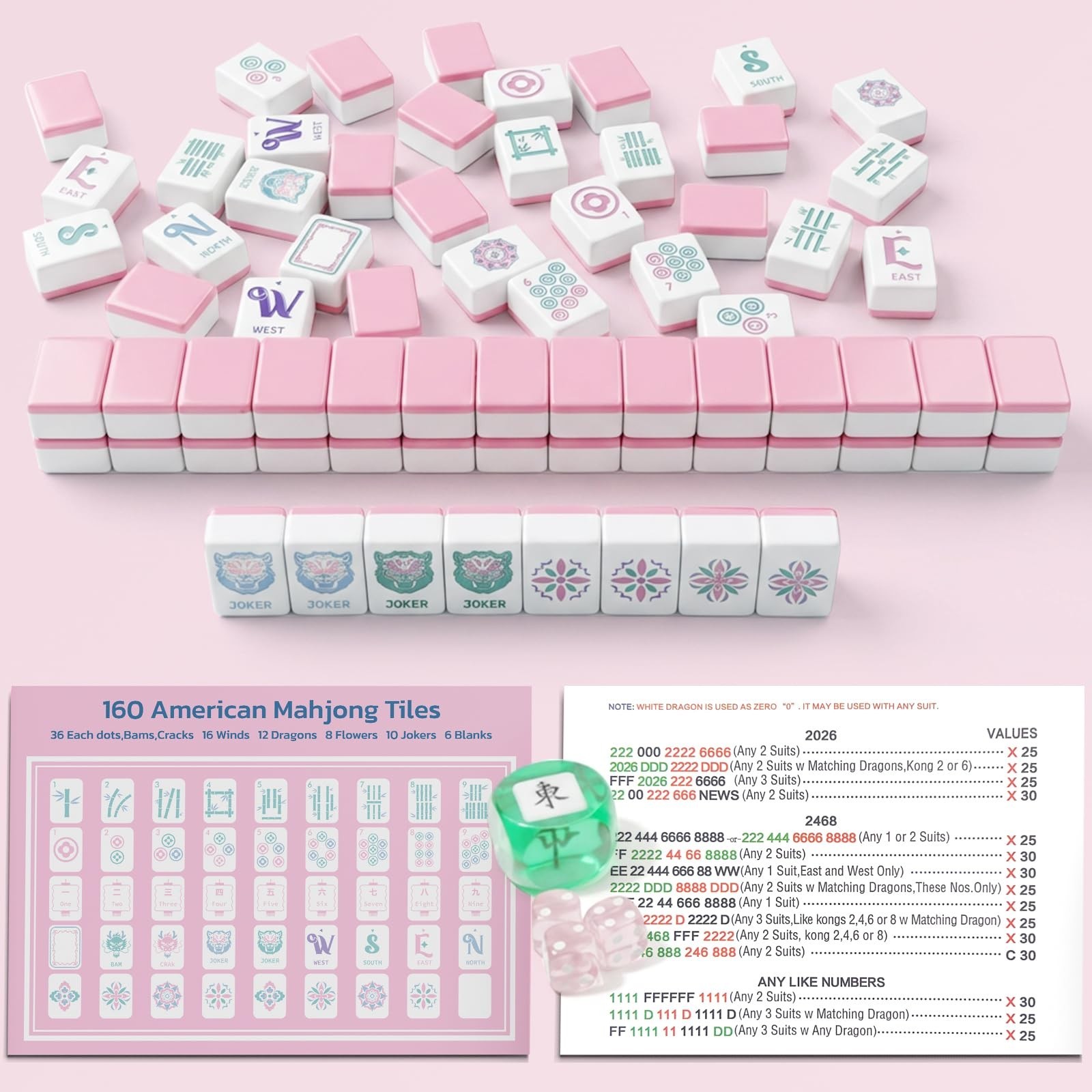 Mini American Mahjong Tile Set – 160 Tiles with Travel Bag, Portable Game Access