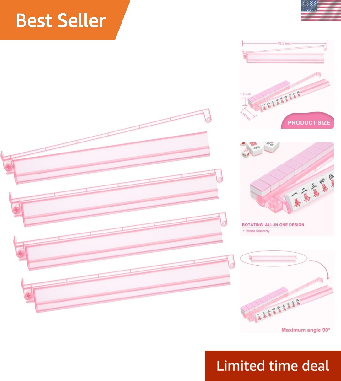Mahjong Racks with Pushers 4PCS Set Majiang Tile Holder Acrylic Mahjong Racks…