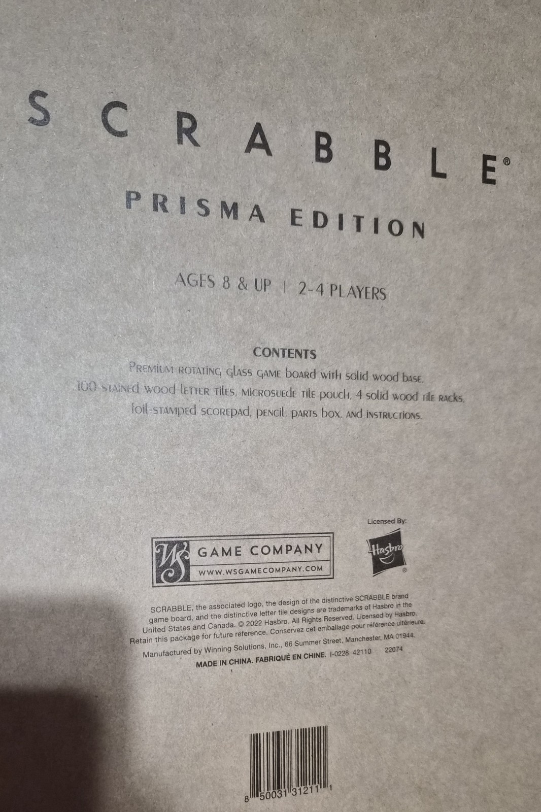 WS GAME COMPANY SCRABBLE PRISMA EDITION GLASS BOARD NIB
