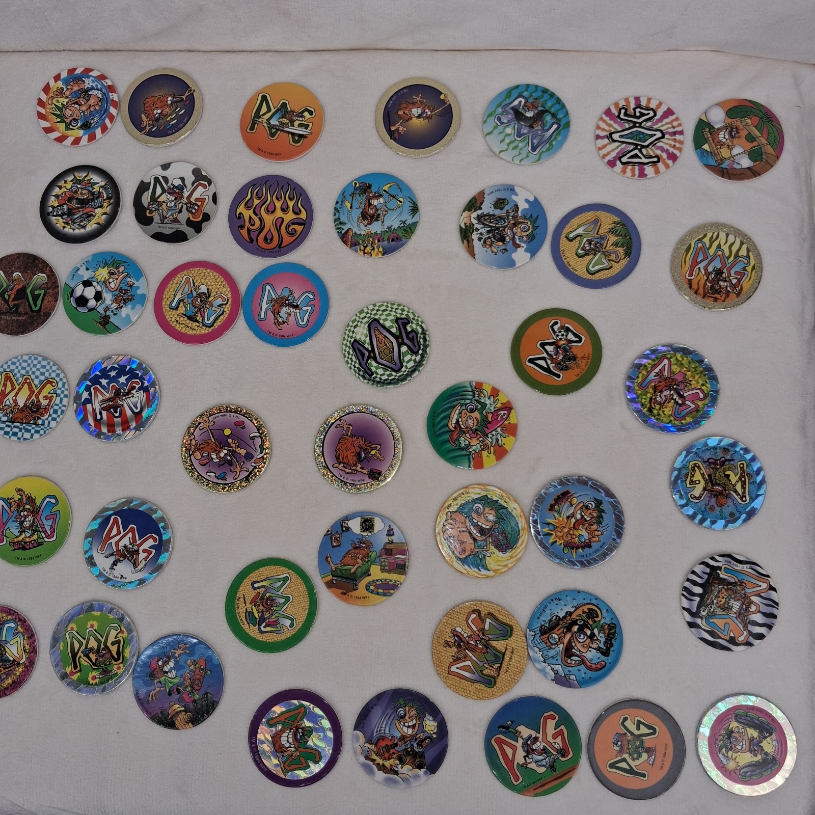 1994 Vintage POG Game Lot 50 Numbered Discs World POG Federation Set
