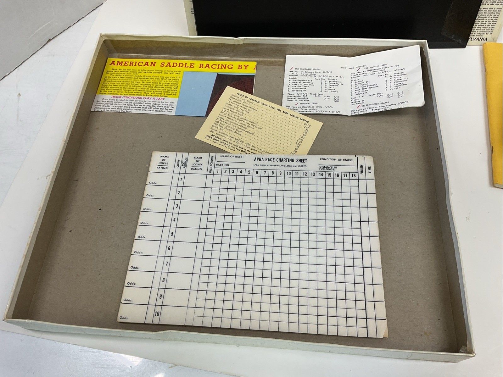 Vintage Apba American Saddle Horse Racing Board Game 1979 Complete