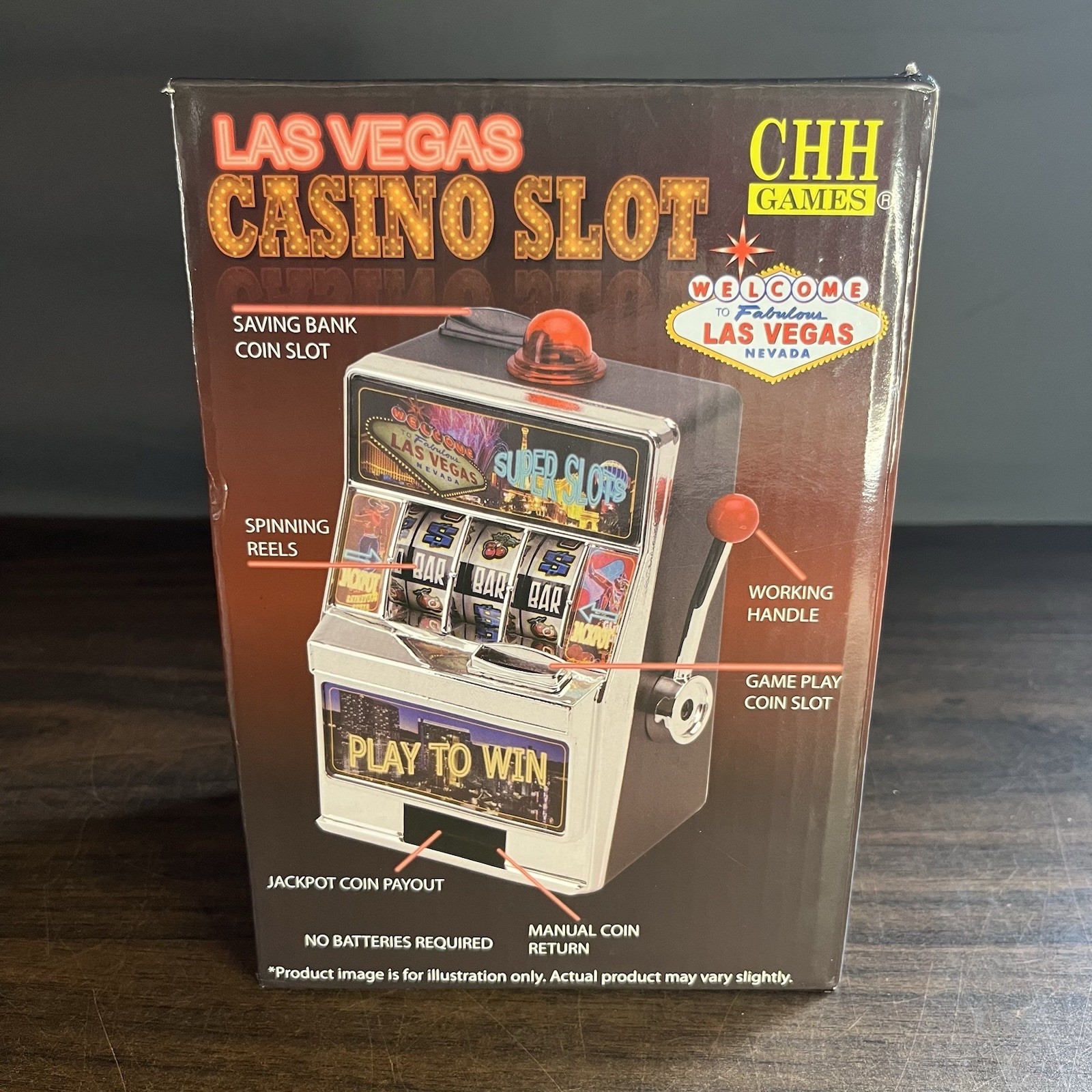 Mini Slot Machine Las Vegas With Winning Light And Sound Coin Bank New Open Box