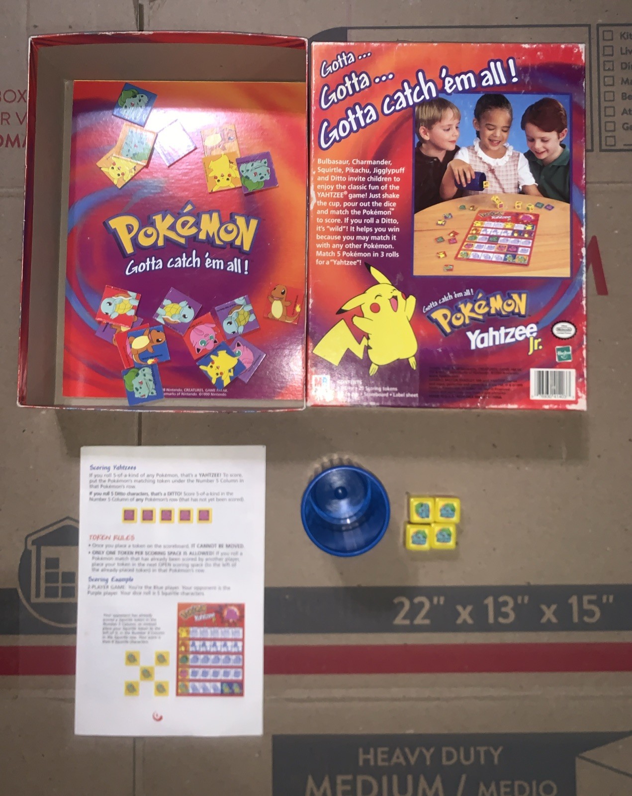 Vintage Pokemon Pikachu Yahtzee Jr. Board Game Milton Bradley 1999 *READ DESC!