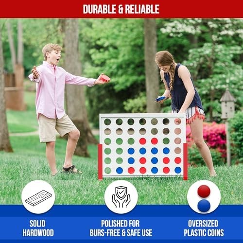 Bolaball 4 in a Row Giant Outdoor Game – 1.8 Ft Jumbo Yard Game for Adults &