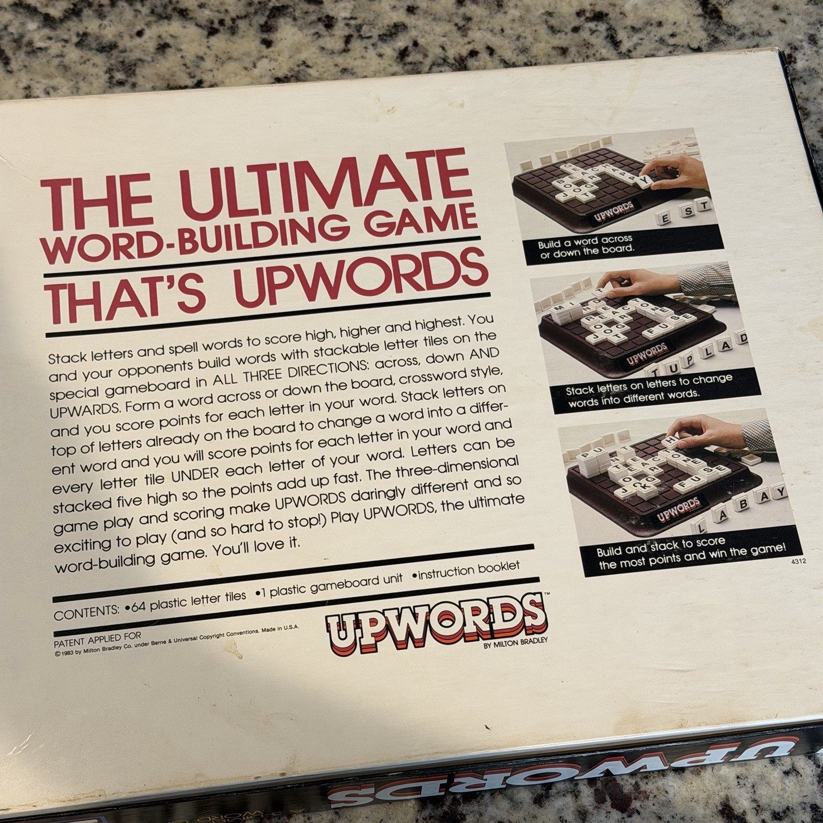 Milton Bradley Upwords: A 3-Dimensional Word Game – 1983 – Ages 10 to Adult
