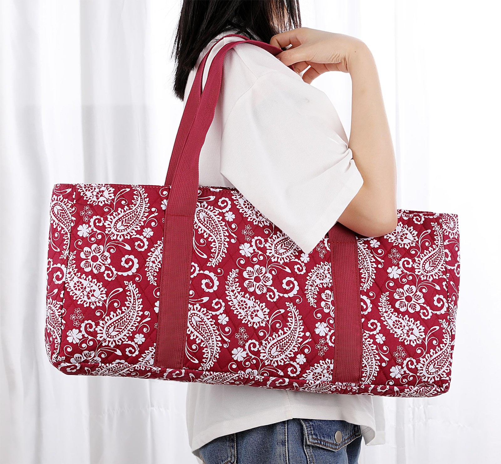 10 inches (W) x 21 (L) x 6 (H), American Mahjong With Red Paisley Bag