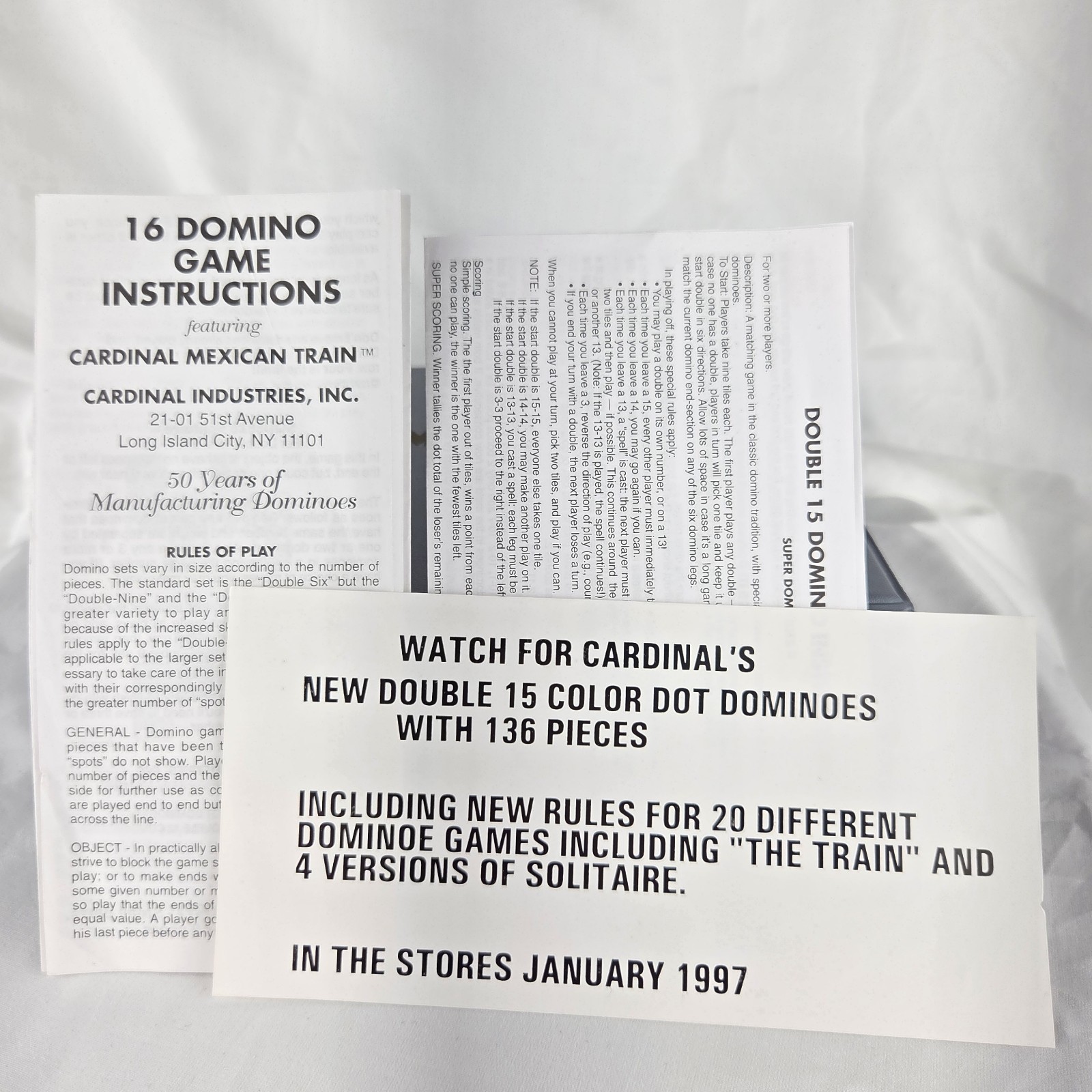 Vintage Double 15 Dominoes by Cardinal Complete 136 Domino Set Case Multi Color