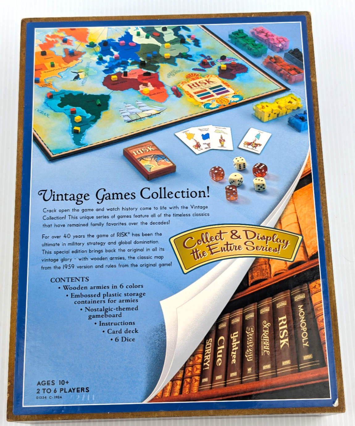 RISK Wooden Vintage Game Collection Edition Library Book Shelf COMPLETE Wood Box