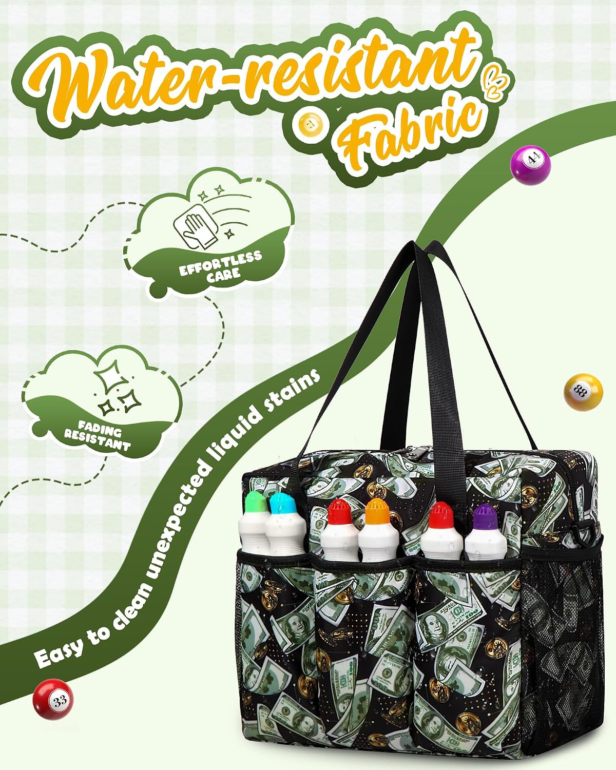 Bingo Bag with Pockets for Daubers Dabbers Dobbers Dotters Casino Bingo Game Acc