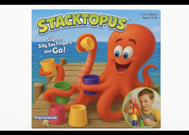 PlayMonster Stacktopus Kids’ Game Use Silly Sea Octopus Fingers to Stack Cups