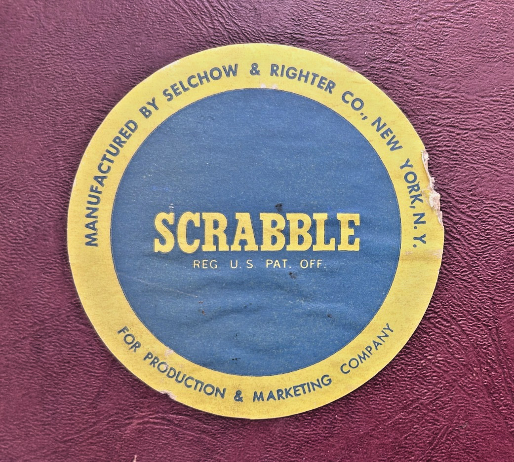 Vintage 1953 Scrabble Board Game Selchow & Righter Red Box Wood Tiles USA Made