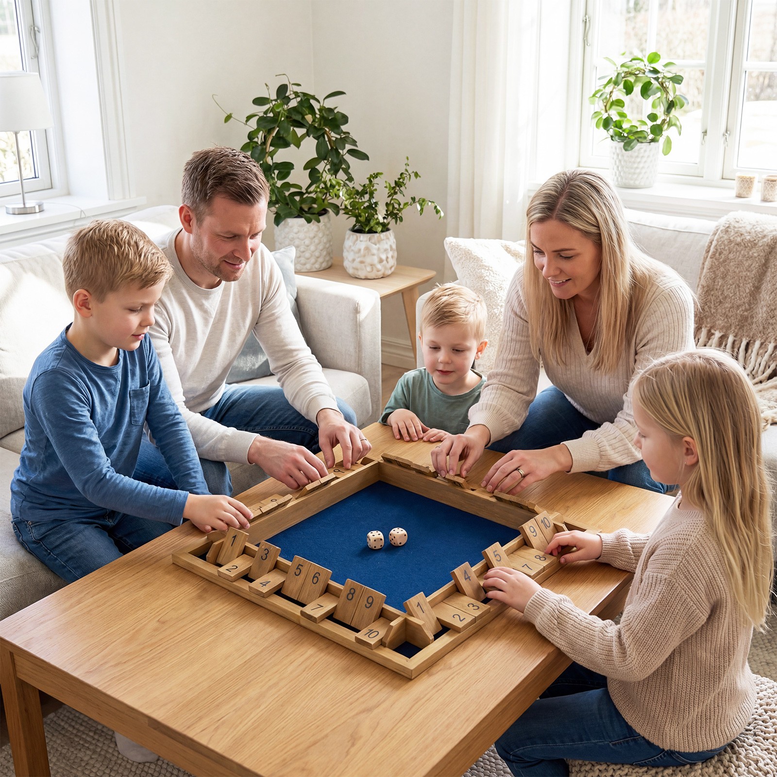 Shut The Box Game for 2-4 Players, 24 Inch Extra-Large Wooden Board w/10 Numbers