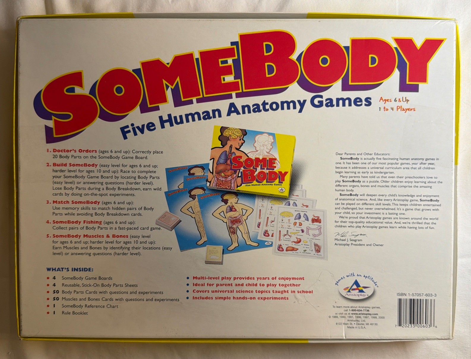 Some Body Five Human Anatomy Games Near COMPLETE NO INSTRUCTIONS Aristoplay 1999
