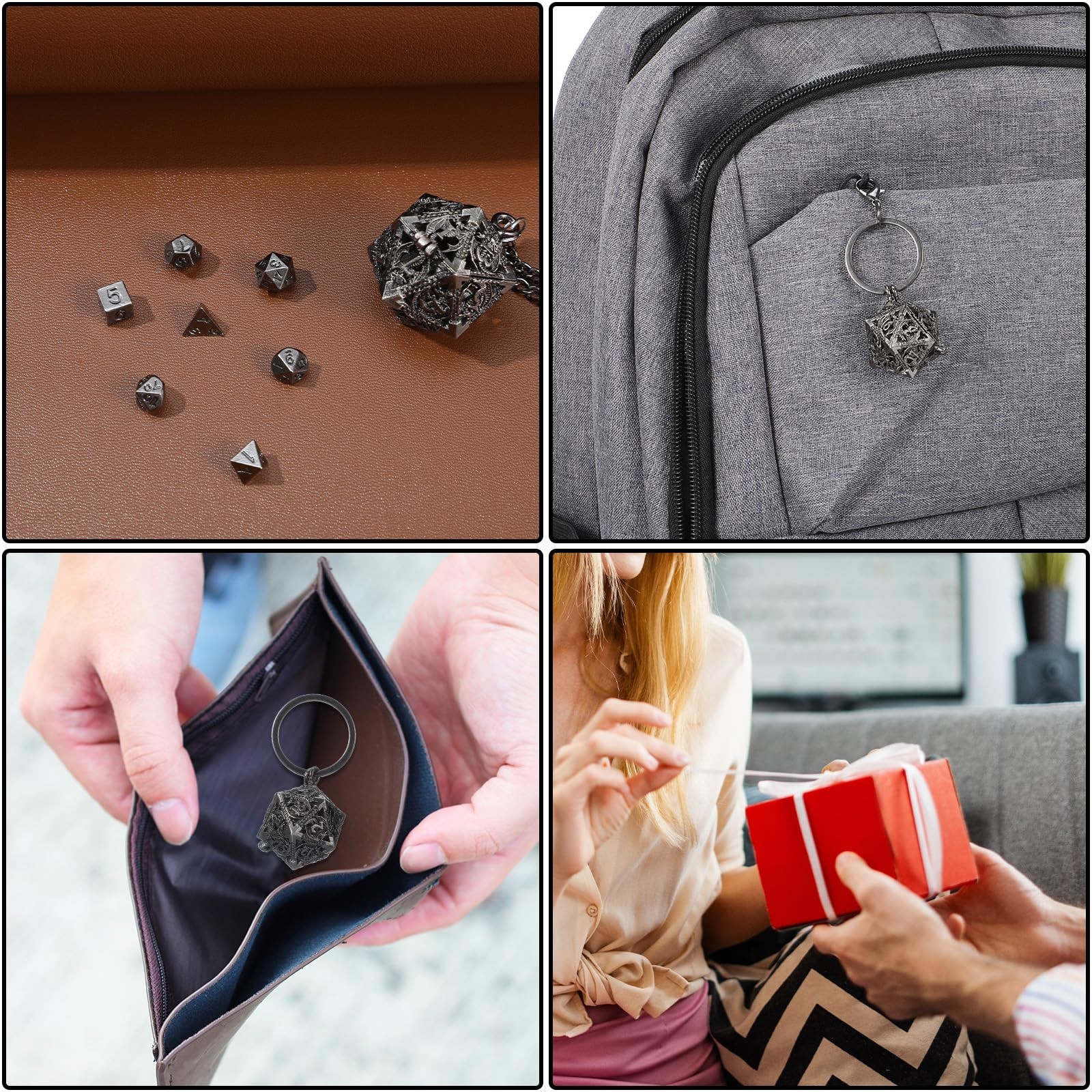 7 Pcs Mini Dice Set, DND Dices Metal Micro Miniature Dice with Hollow Necklac…