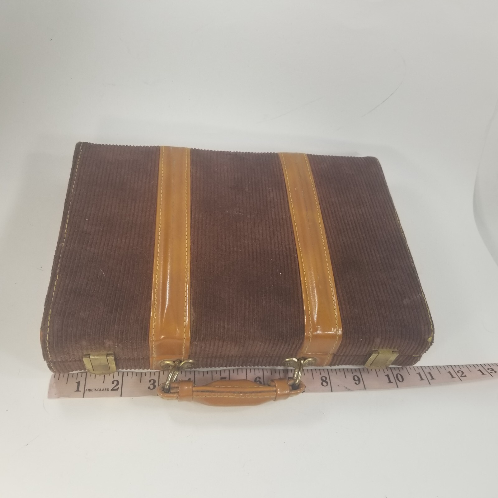 Vintage Leather Corduroy Bakelite Pieces Travel Backgammon Box Set Dice